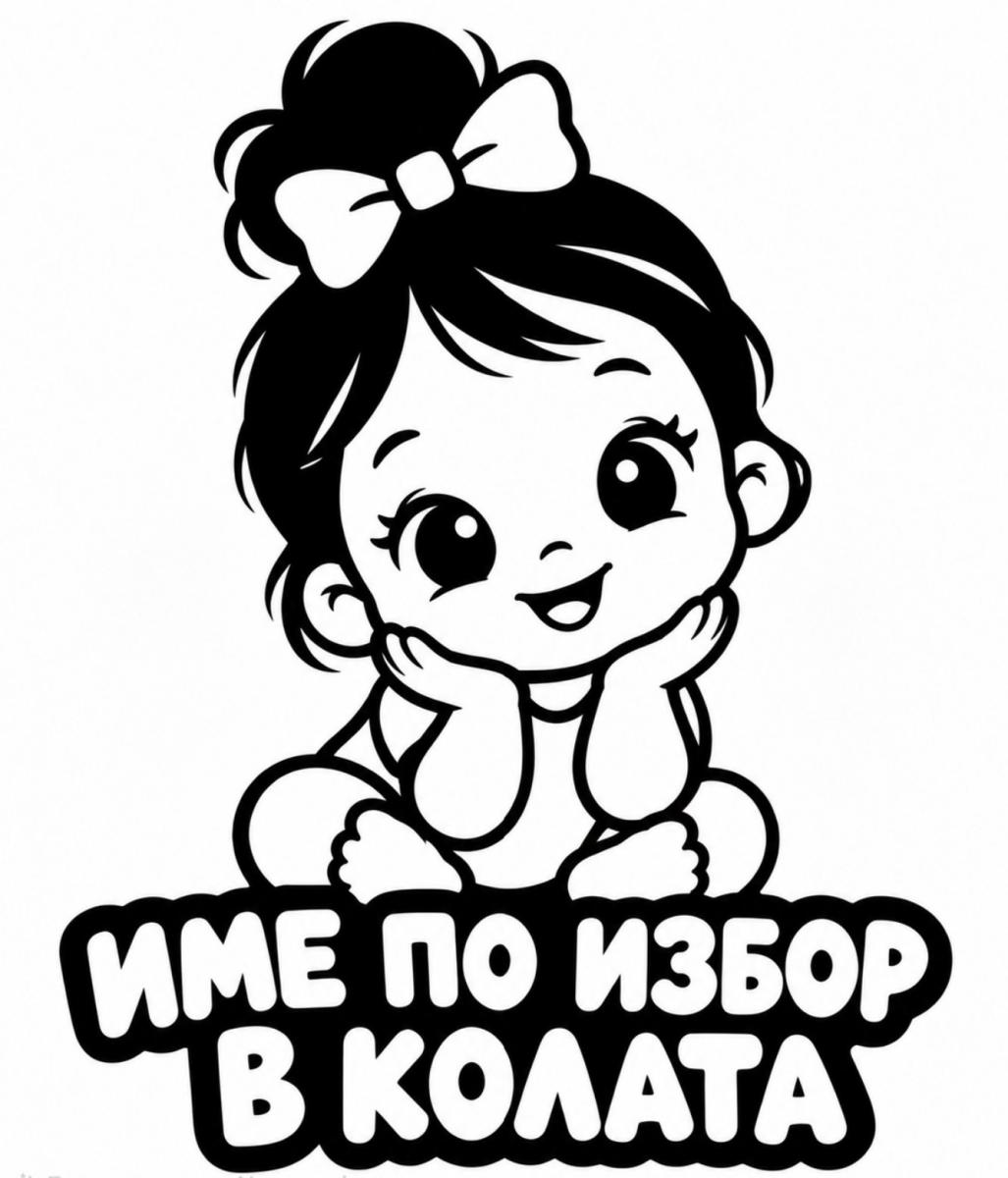 Стикер за кола Бебе в колата с име по избор  NK Gifts